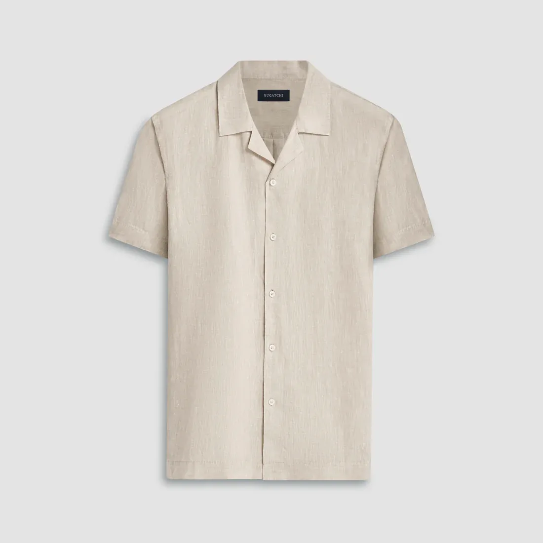 Bugatchi Jackson Short Sleeve Linen Shirt - Beige