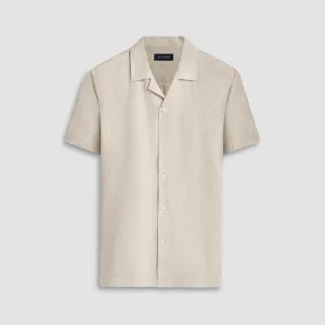 Bugatchi Jackson Short Sleeve Linen Shirt - Beige
