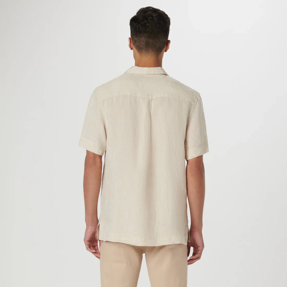 Bugatchi Jackson Short Sleeve Linen Shirt - Beige
