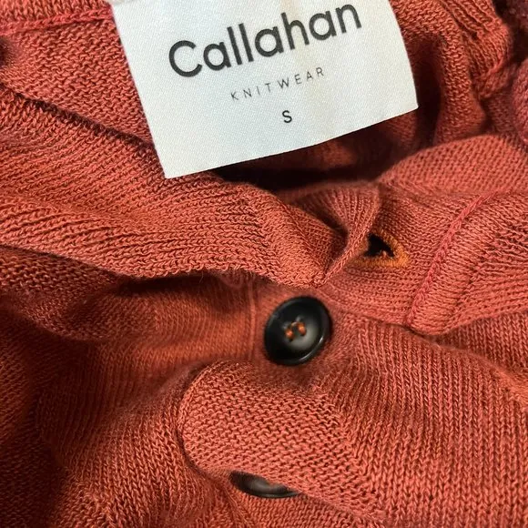 Callahan Revolve Textured Knit Sweater Collared Rust Fall LINEN Blend Pullover