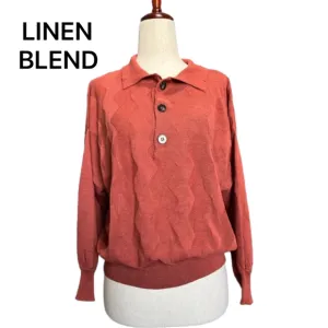 Callahan Revolve Textured Knit Sweater Collared Rust Fall LINEN Blend Pullover