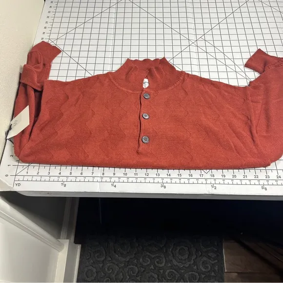 Callahan Revolve Textured Knit Sweater Collared Rust Fall LINEN Blend Pullover
