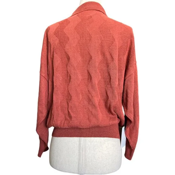 Callahan Revolve Textured Knit Sweater Collared Rust Fall LINEN Blend Pullover