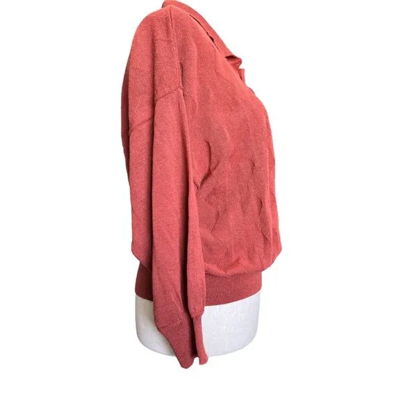 Callahan Revolve Textured Knit Sweater Collared Rust Fall LINEN Blend Pullover