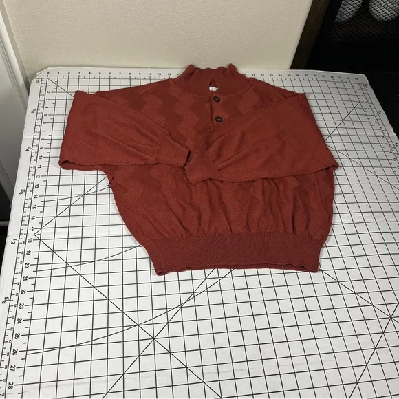 Callahan Revolve Textured Knit Sweater Collared Rust Fall LINEN Blend Pullover
