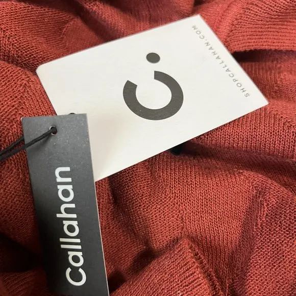 Callahan Revolve Textured Knit Sweater Collared Rust Fall LINEN Blend Pullover