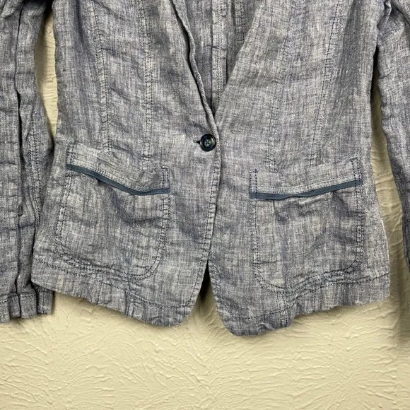 Caslon Blue One Button 100% Linen Blazer Size XS