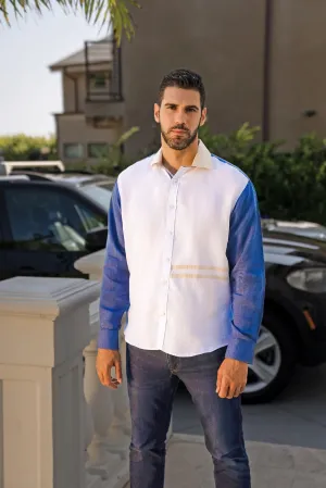 Casual Multi Color Block Design 100% Linen Shirt Long Sleeve