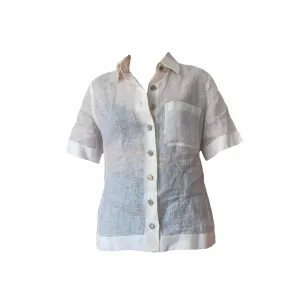Chanel White Linen Button Down