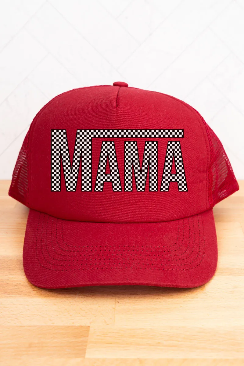 Check It Out Mama Black Twill Front Mesh Trucker Cap