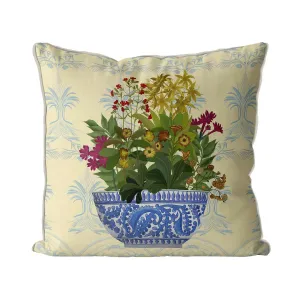 Chinoiserie Bowl with Wild Flowers Pillow