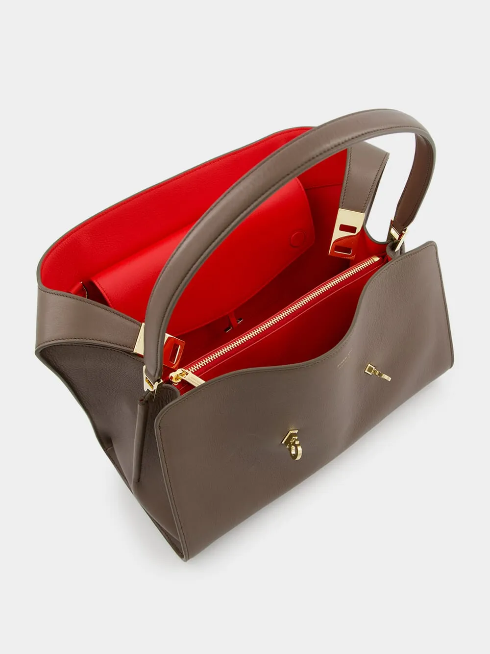 Clay Flame Red Small Hug Soft Leather Handbag