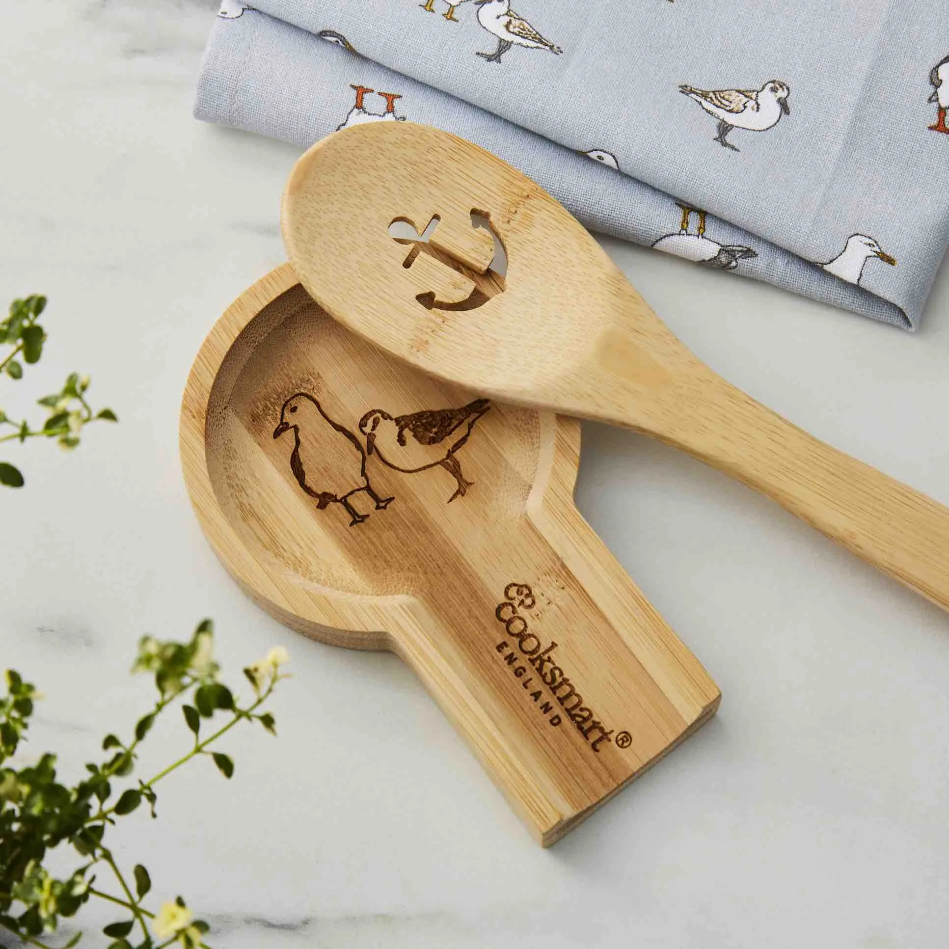 Coastal Birds Large Bamboo Spoon Rest