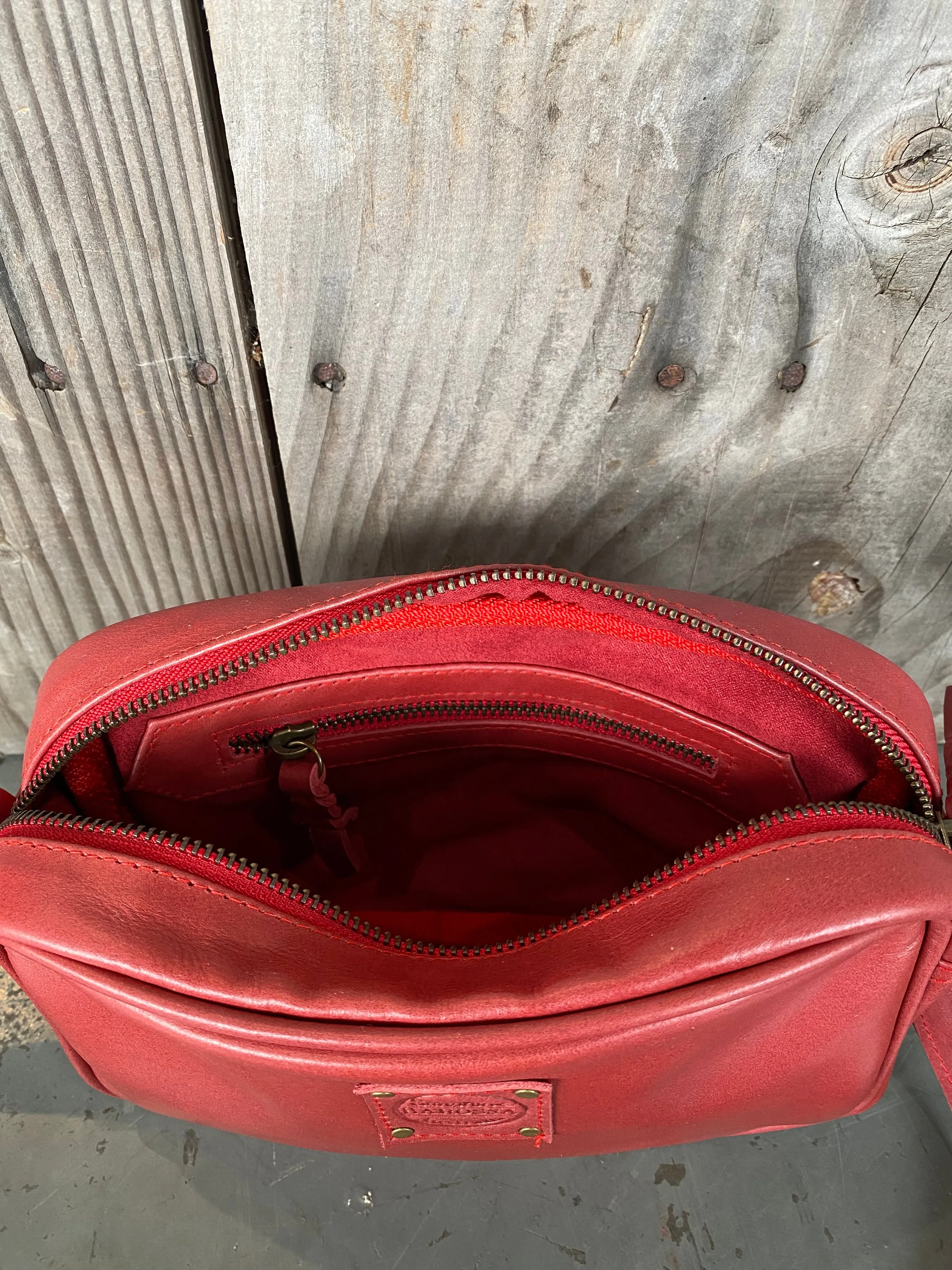Coloured Leather Pouch with Strap