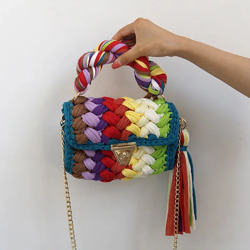 Colourful Crochet Woven Crossbody Bag