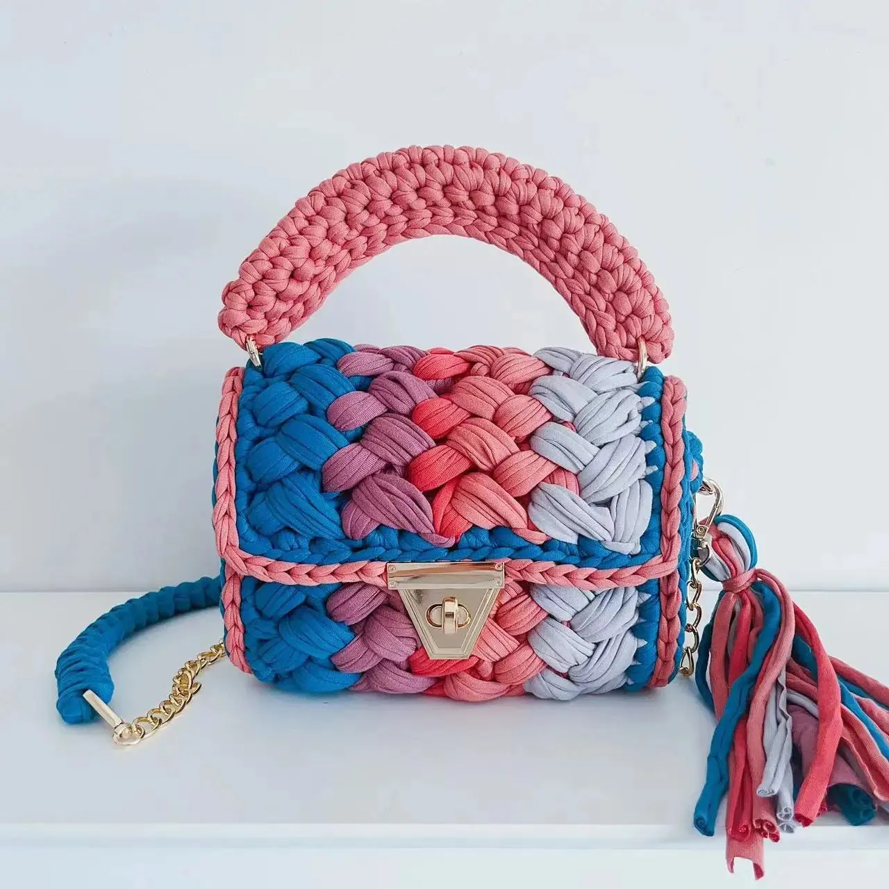 Colourful Crochet Woven Crossbody Bag