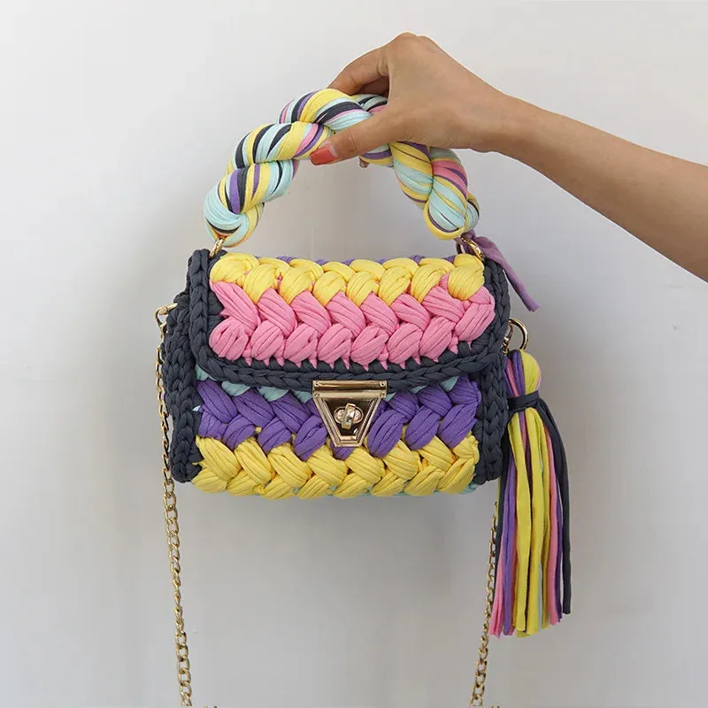 Colourful Crochet Woven Crossbody Bag