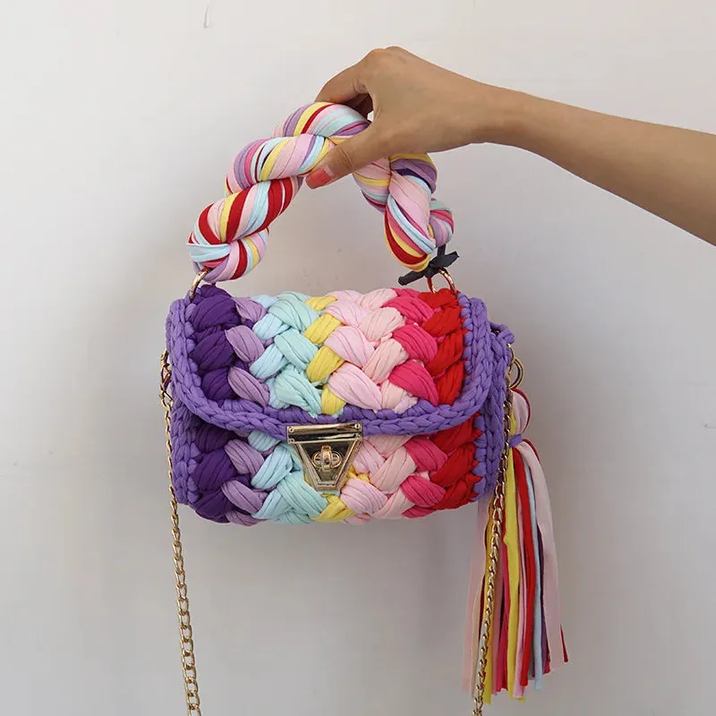 Colourful Crochet Woven Crossbody Bag