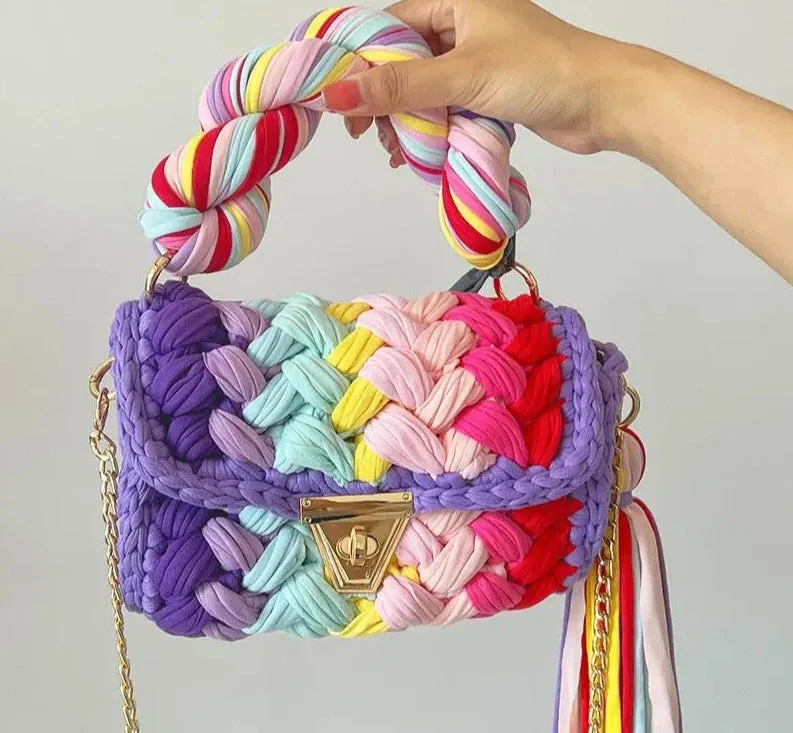 Colourful Crochet Woven Crossbody Bag