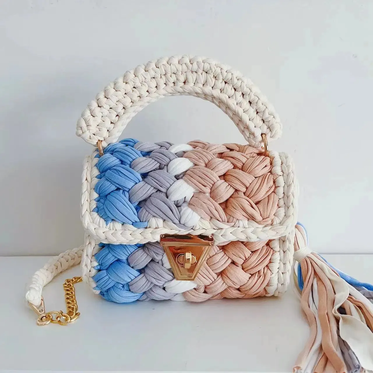 Colourful Crochet Woven Crossbody Bag