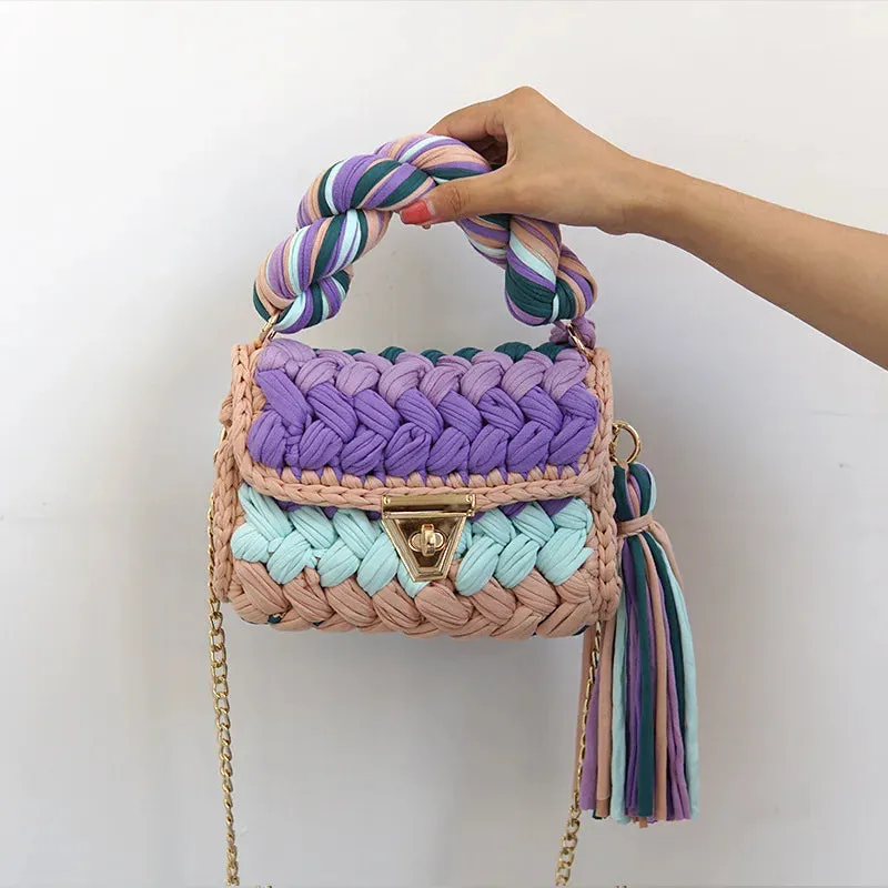 Colourful Crochet Woven Crossbody Bag