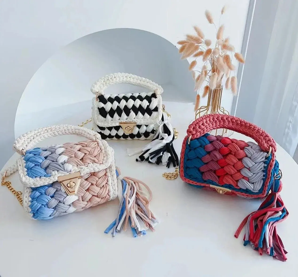 Colourful Crochet Woven Crossbody Bag