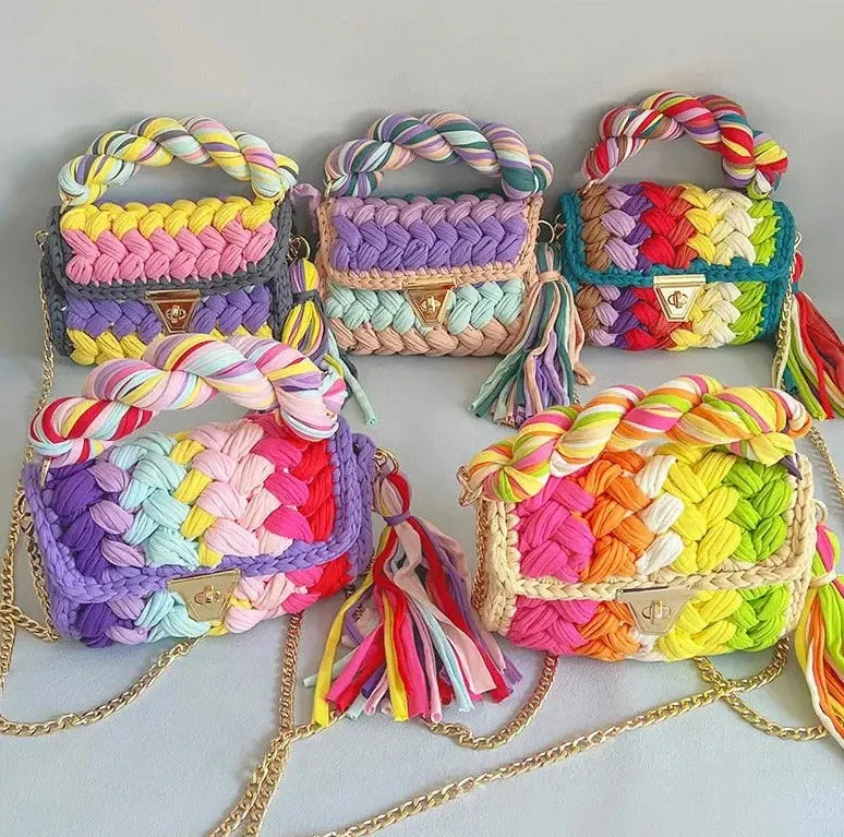 Colourful Crochet Woven Crossbody Bag