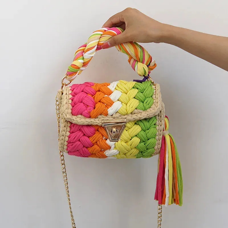 Colourful Crochet Woven Crossbody Bag