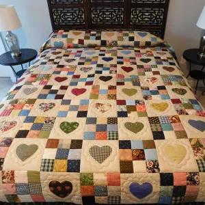 Cottagecore Heart Quilted Blanket NCU0TH611