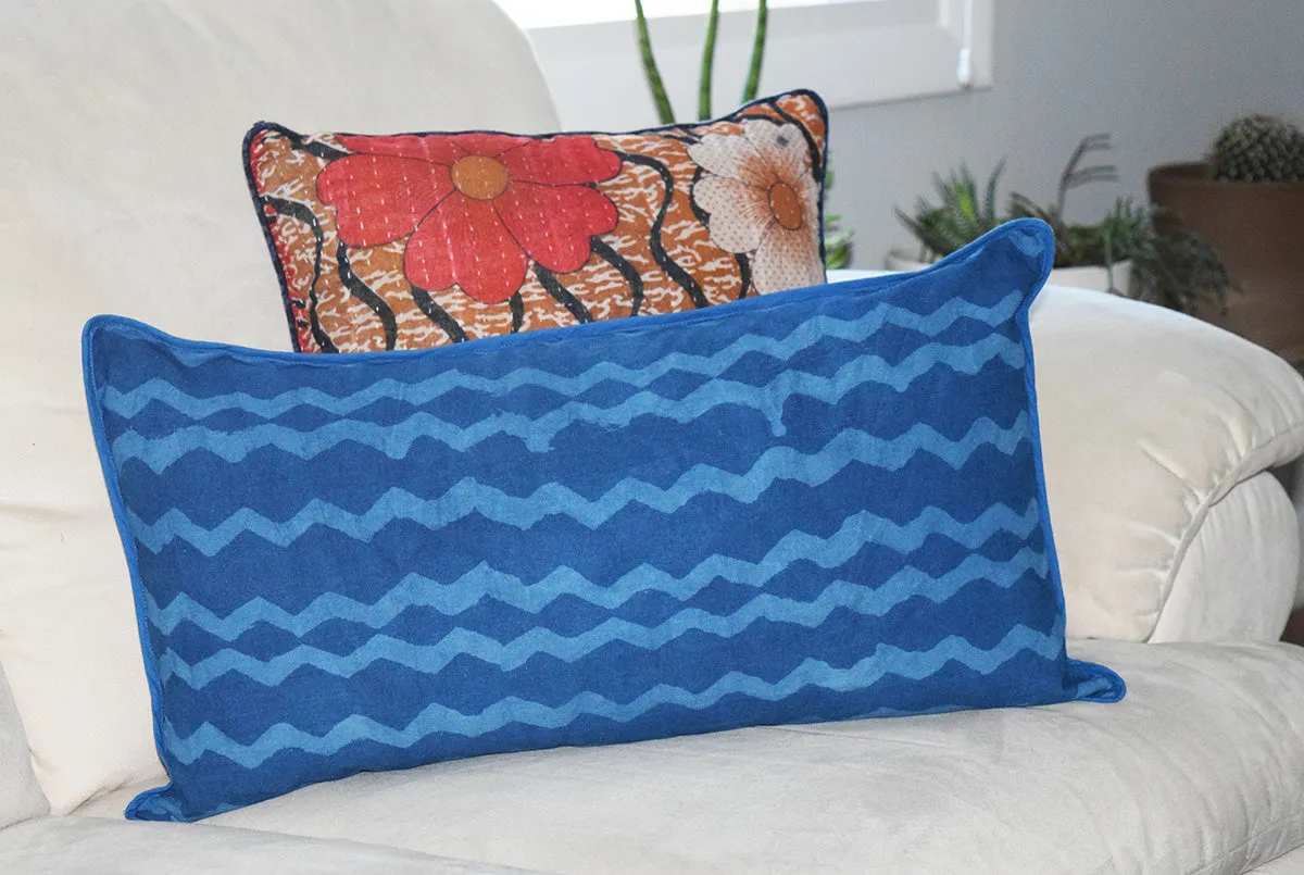 Cotton Lumbar Pillow | Geri Indigo