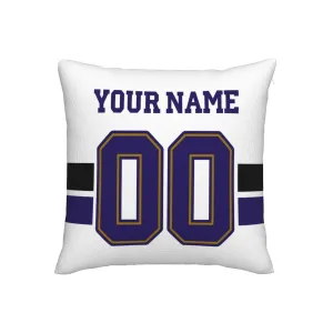 Custom White Baltimore Ravens Football Team Decorative Throw Pillow Case Print Personalized Football Style Fans Letters & Number Birthday Gift