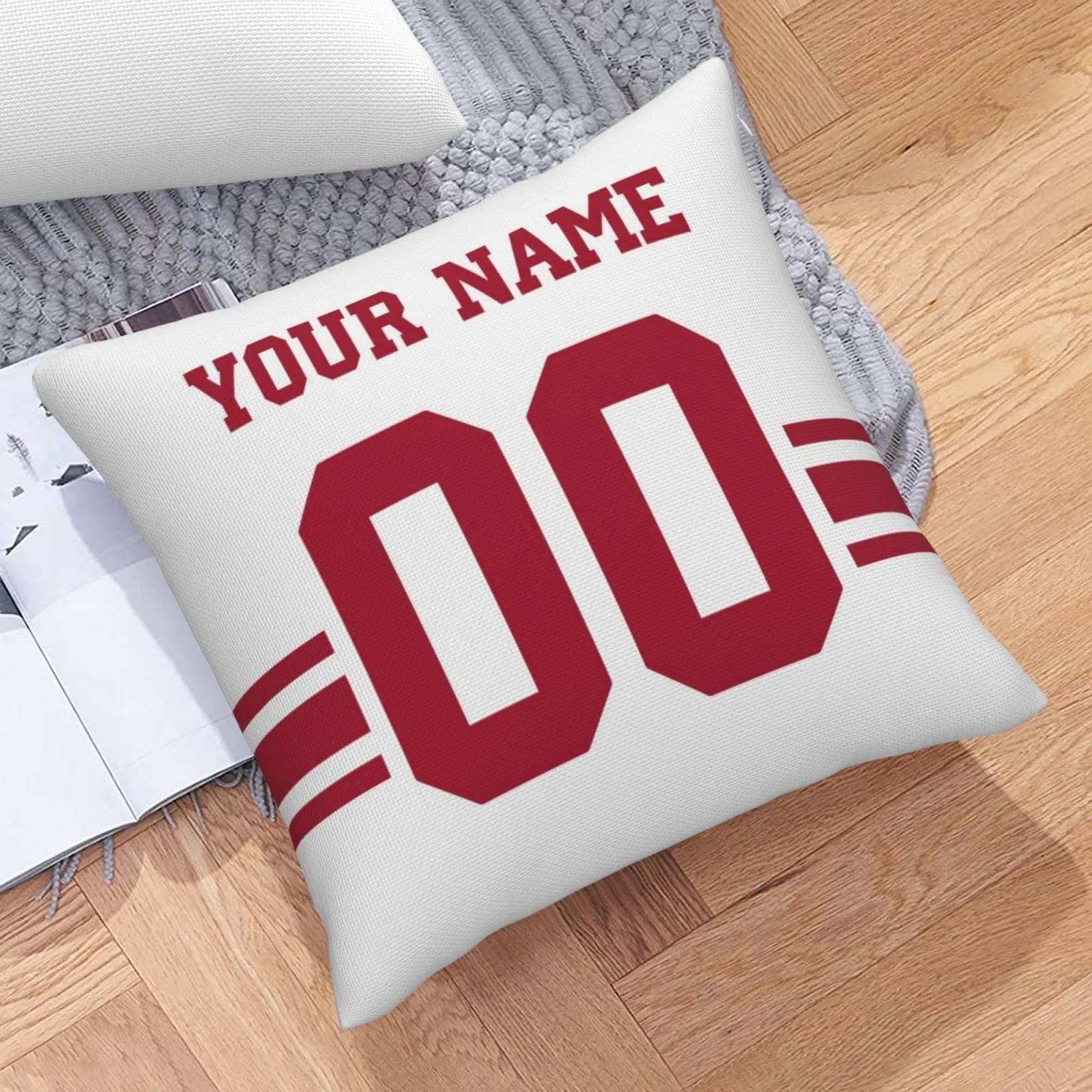 Custom White Red New York Giants Decorative Throw Pillow Case - Print Personalized Football Team Fans Name & Number Birthday Gift