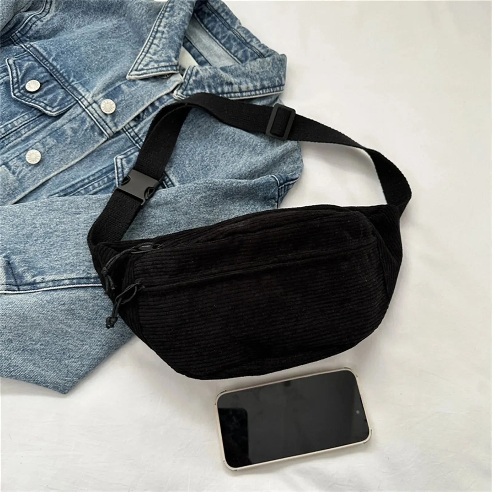 Cute Corduroy Crossbody Cutie 🎀✨ - Stylish Fanny Pack for Fashionable Adventures! 🌈👜