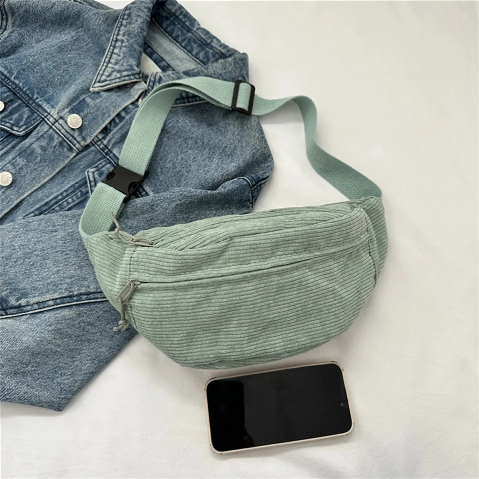 Cute Corduroy Crossbody Cutie 🎀✨ - Stylish Fanny Pack for Fashionable Adventures! 🌈👜
