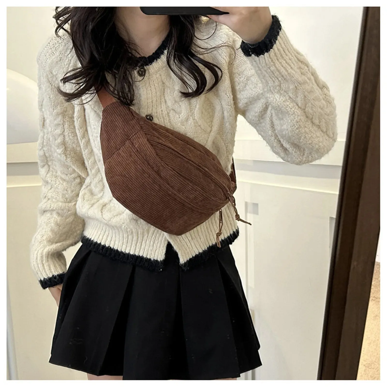 Cute Corduroy Crossbody Cutie 🎀✨ - Stylish Fanny Pack for Fashionable Adventures! 🌈👜