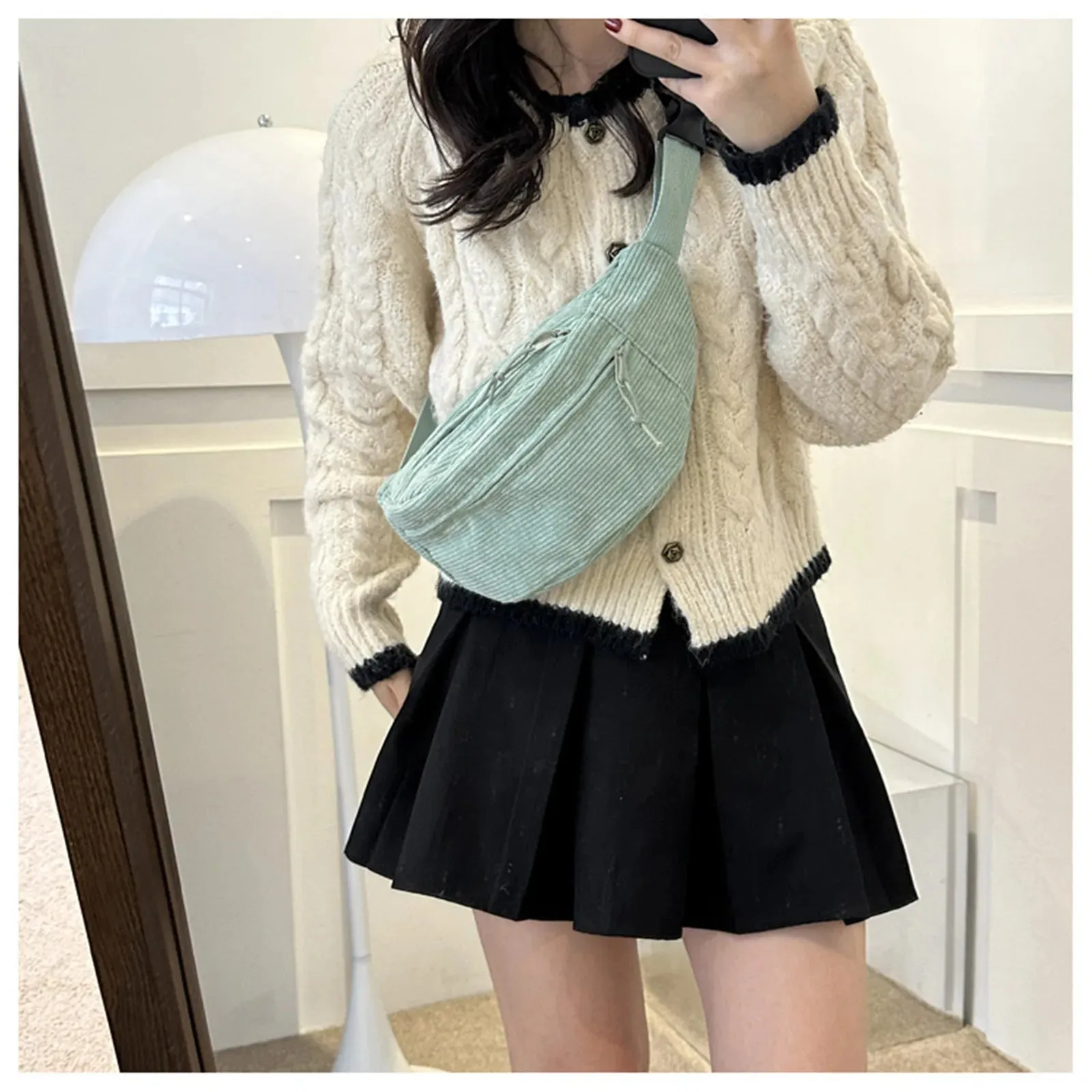 Cute Corduroy Crossbody Cutie 🎀✨ - Stylish Fanny Pack for Fashionable Adventures! 🌈👜
