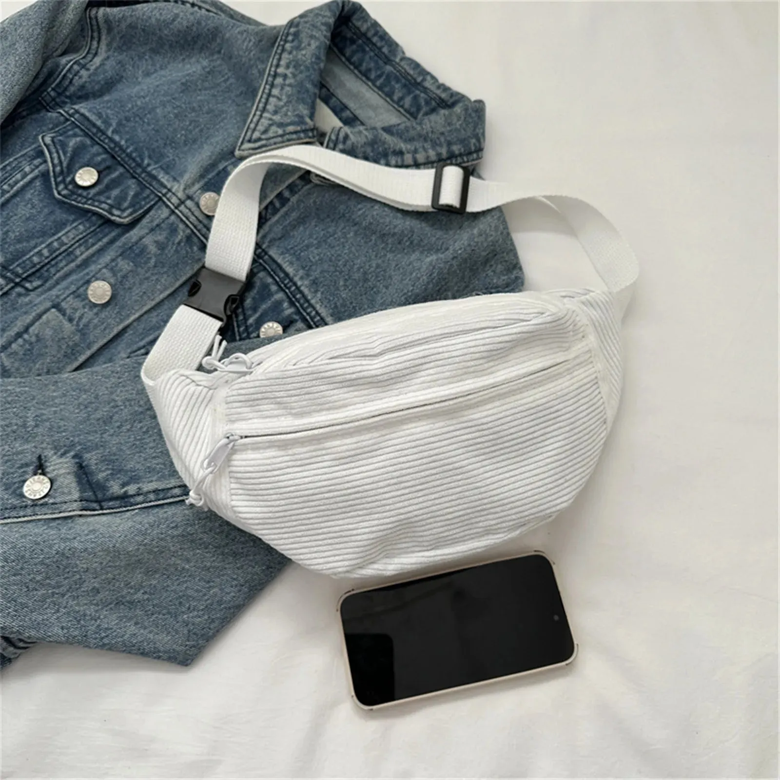 Cute Corduroy Crossbody Cutie 🎀✨ - Stylish Fanny Pack for Fashionable Adventures! 🌈👜