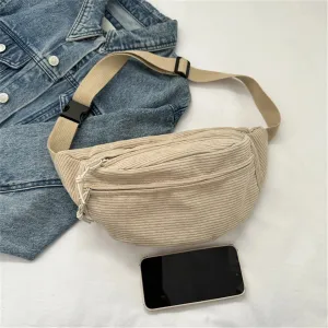 Cute Corduroy Crossbody Cutie 🎀✨ - Stylish Fanny Pack for Fashionable Adventures! 🌈👜