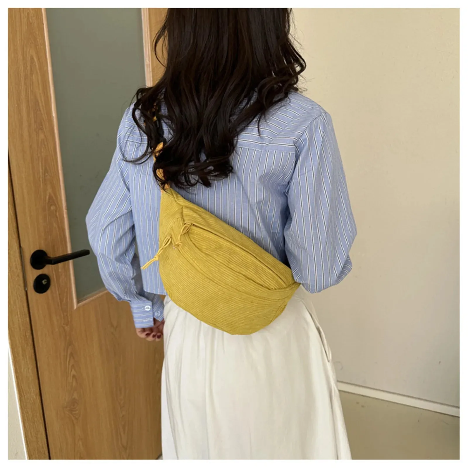 Cute Corduroy Crossbody Cutie 🎀✨ - Stylish Fanny Pack for Fashionable Adventures! 🌈👜