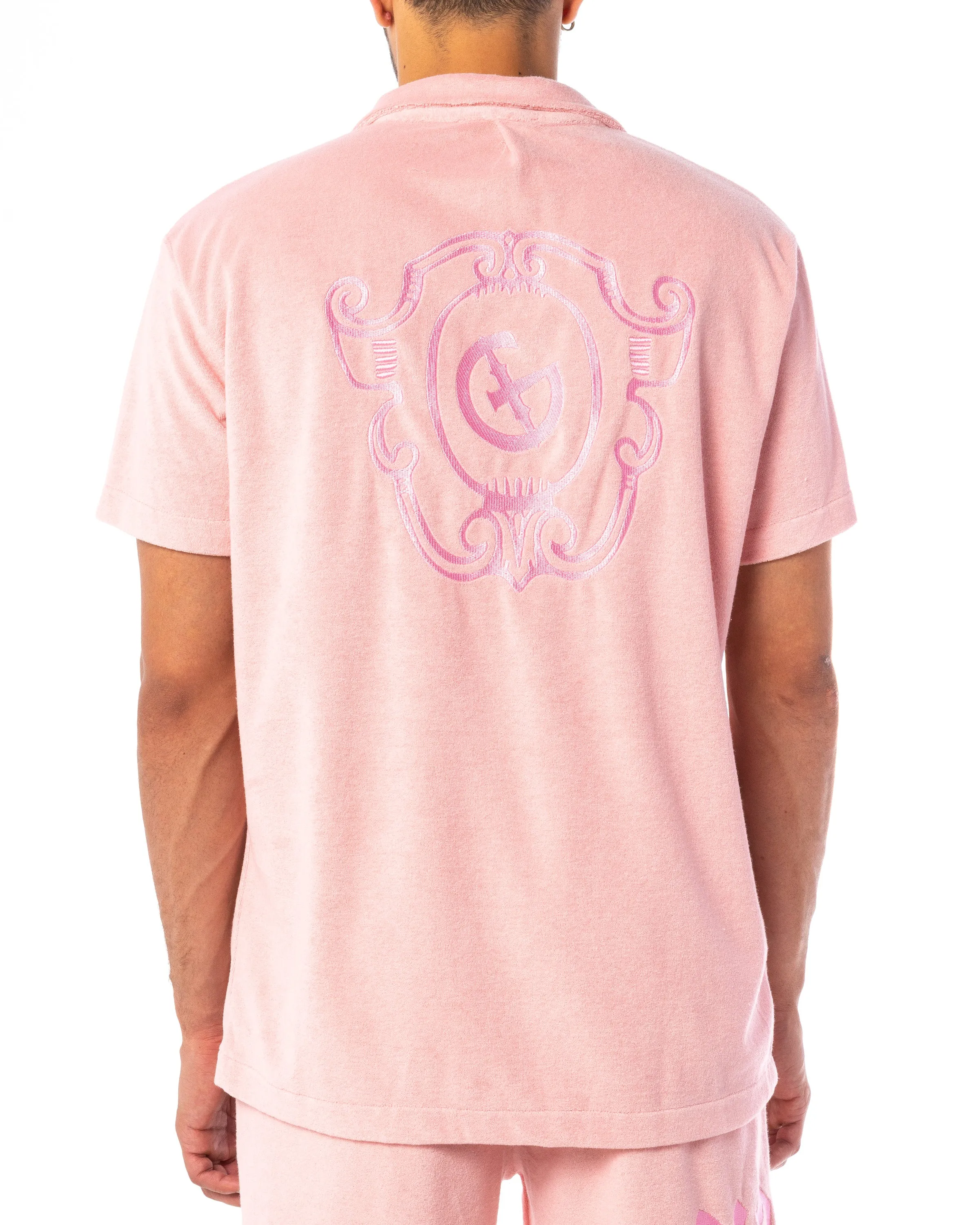 DOESN'T MATTER I'M LOADED BUTTON-UP (PINK BLUSH)