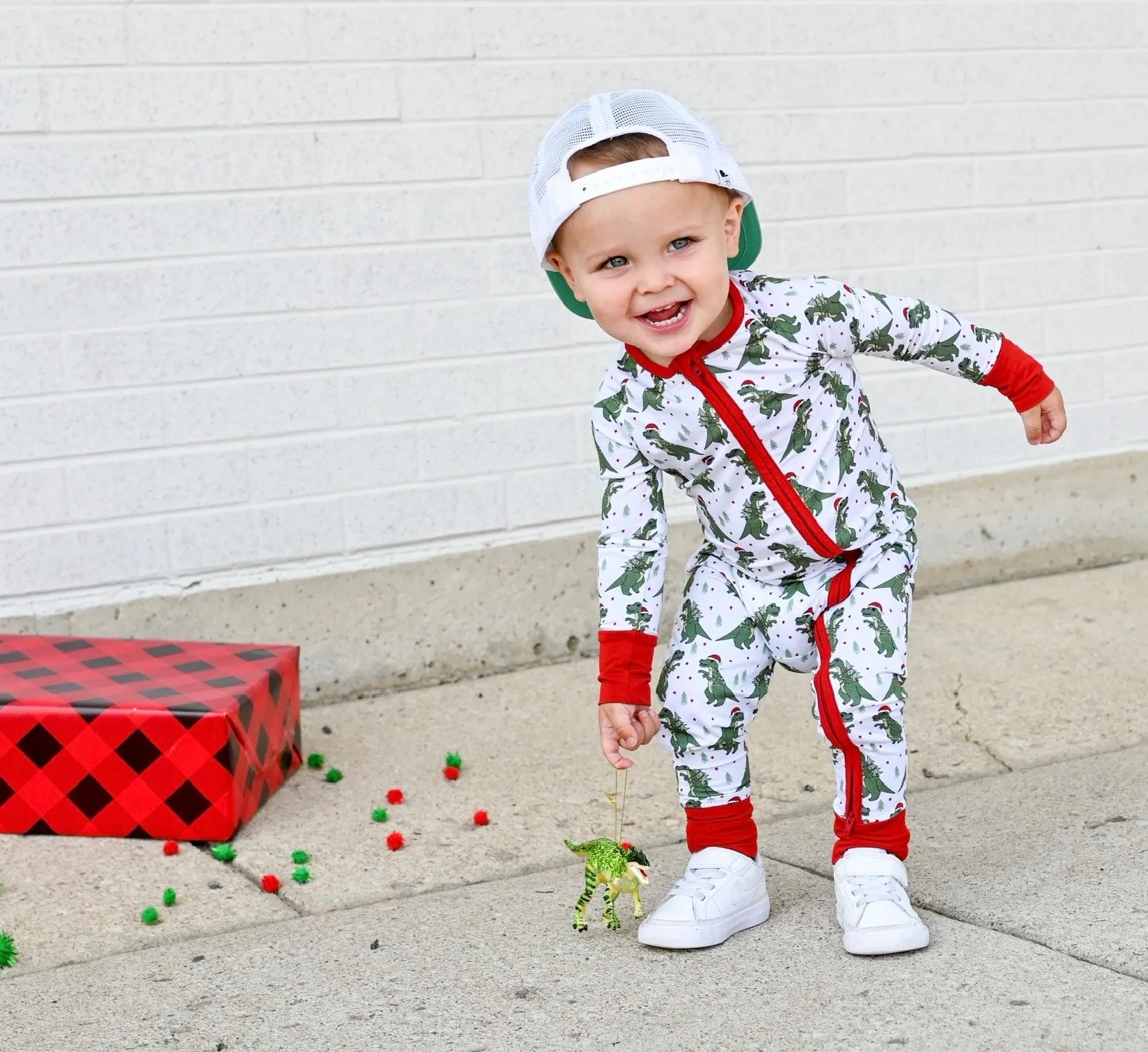 Dream Big Little Co Christmas Dinos Dream Romper