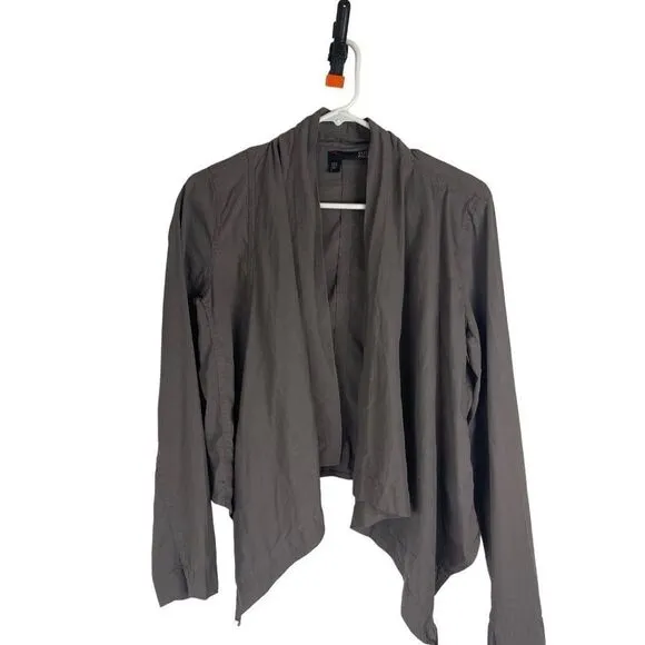Eileen Fisher linen viscose dapple (gray) cascading open jacket top sz L