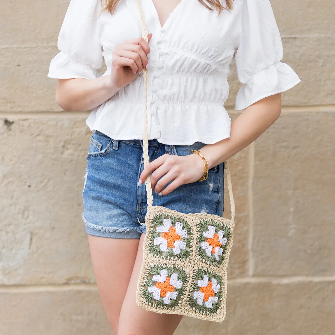 Eliza Crochet Straw Crossbody