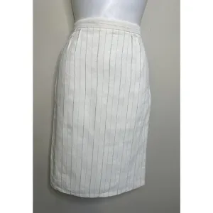 Emporio Armani Linen Blend Pinstriped Pintuck Cream Off- white Skirt~US 6/ IT 40
