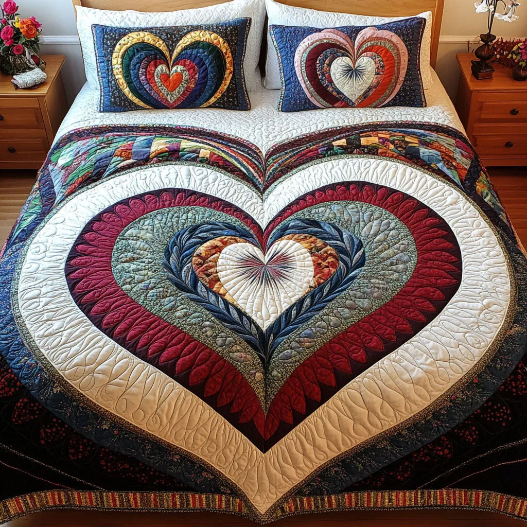 Eternal Heartbeat 3-Piece Quilted Bedding Set NCU0PTT114