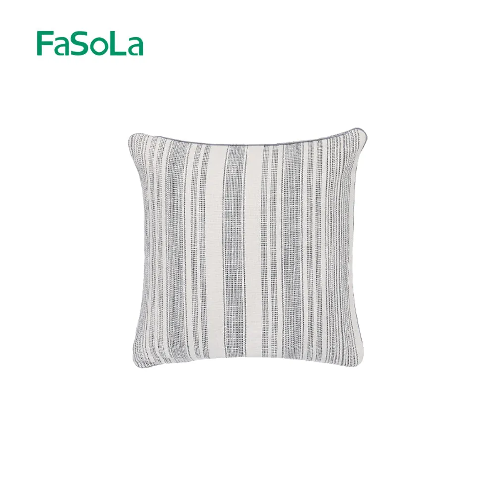 FaSoLa Cotton Linen Pillow Cover - Grey and White (Without Insert)