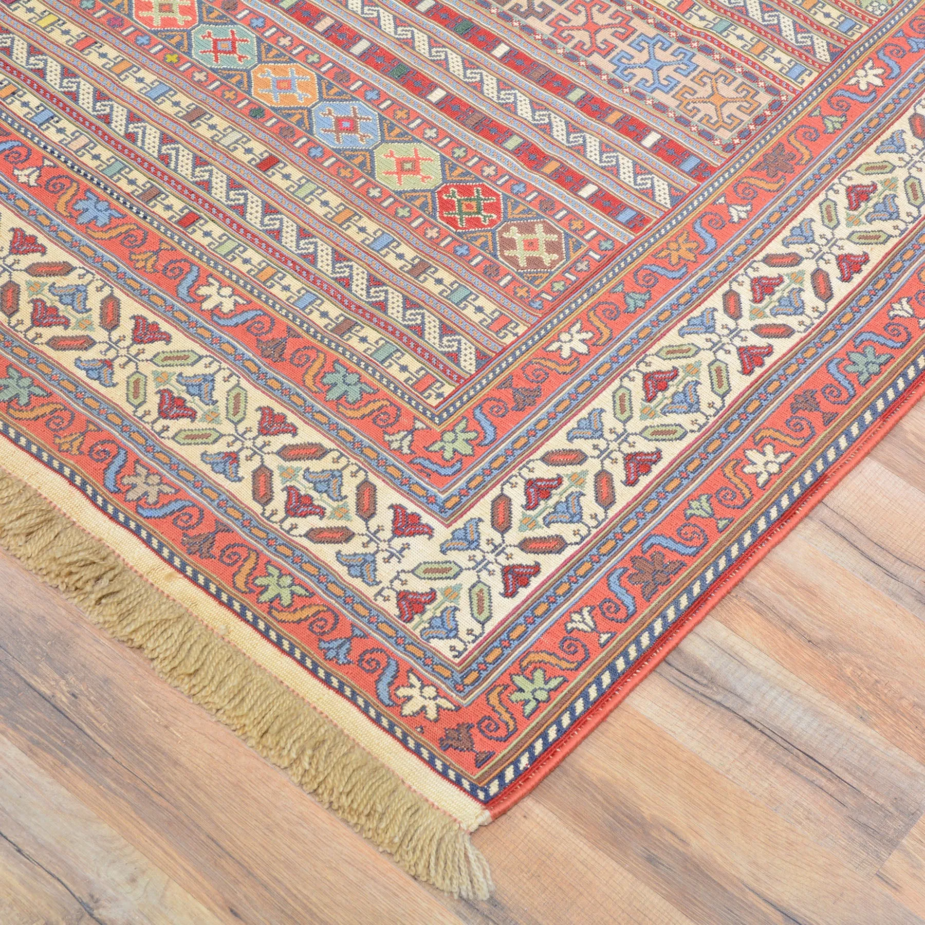 Fine Soumack Weave Tribal Design Handmade Wool Rug (Size 4.4 X 7.0) Cwral-9984