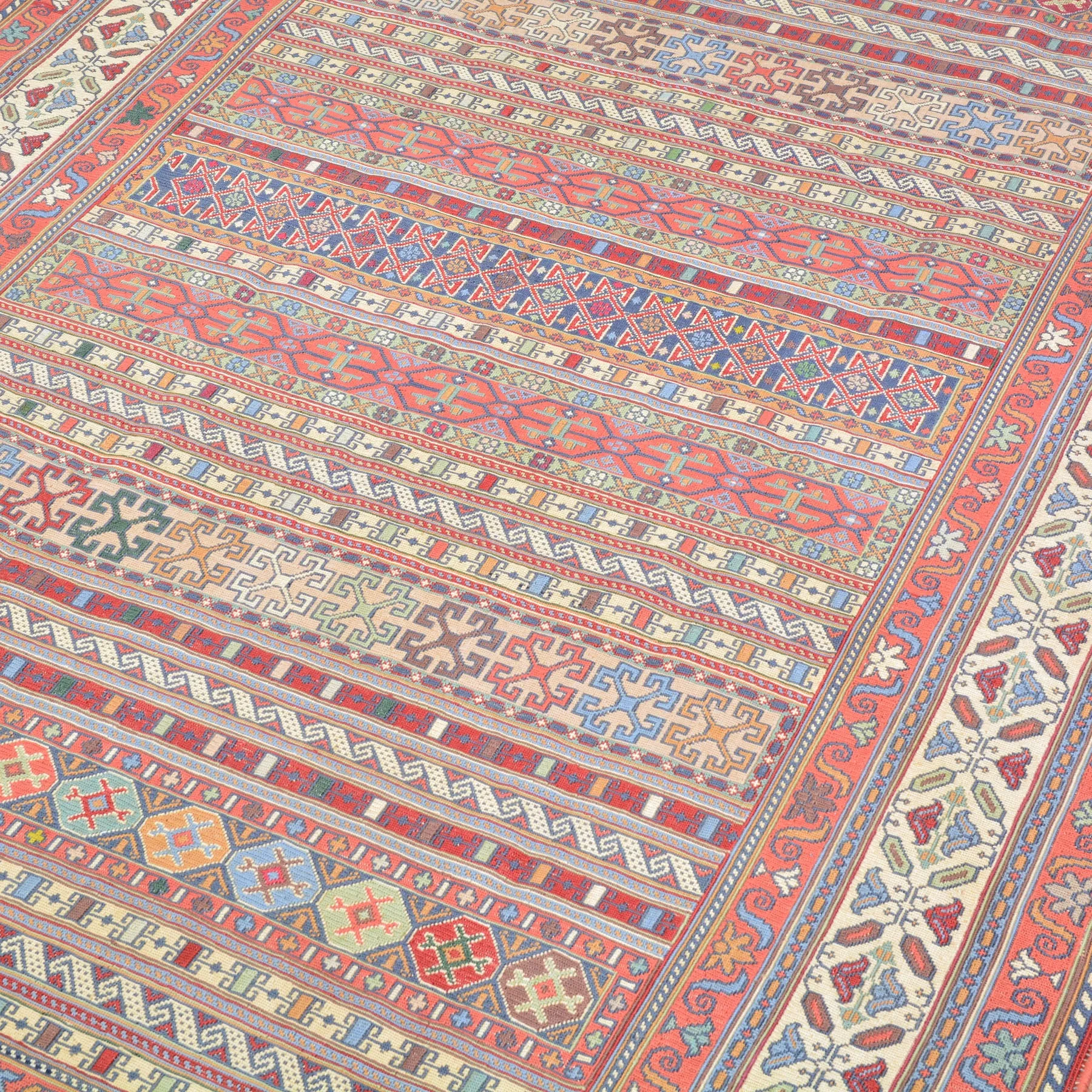 Fine Soumack Weave Tribal Design Handmade Wool Rug (Size 4.4 X 7.0) Cwral-9984