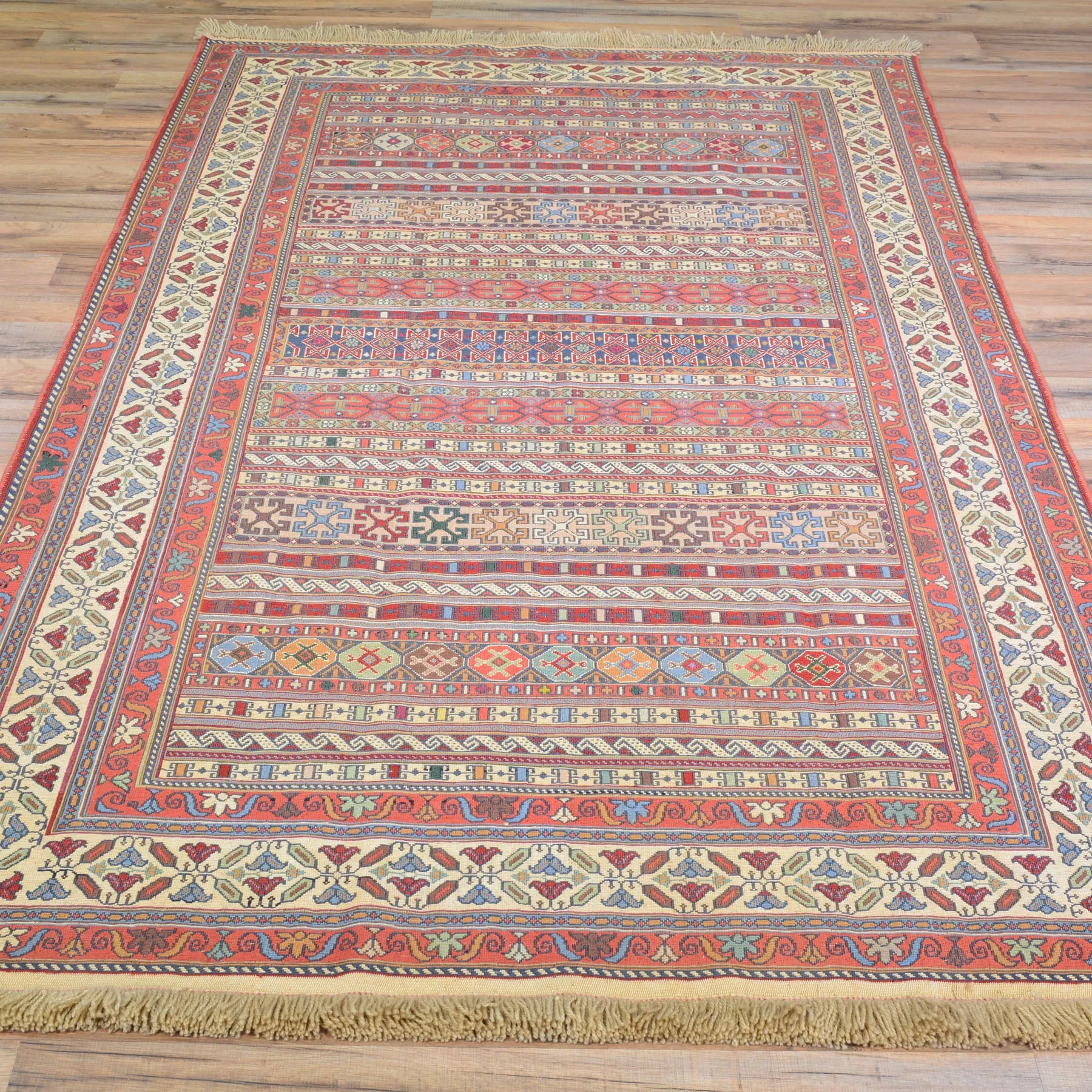 Fine Soumack Weave Tribal Design Handmade Wool Rug (Size 4.4 X 7.0) Cwral-9984