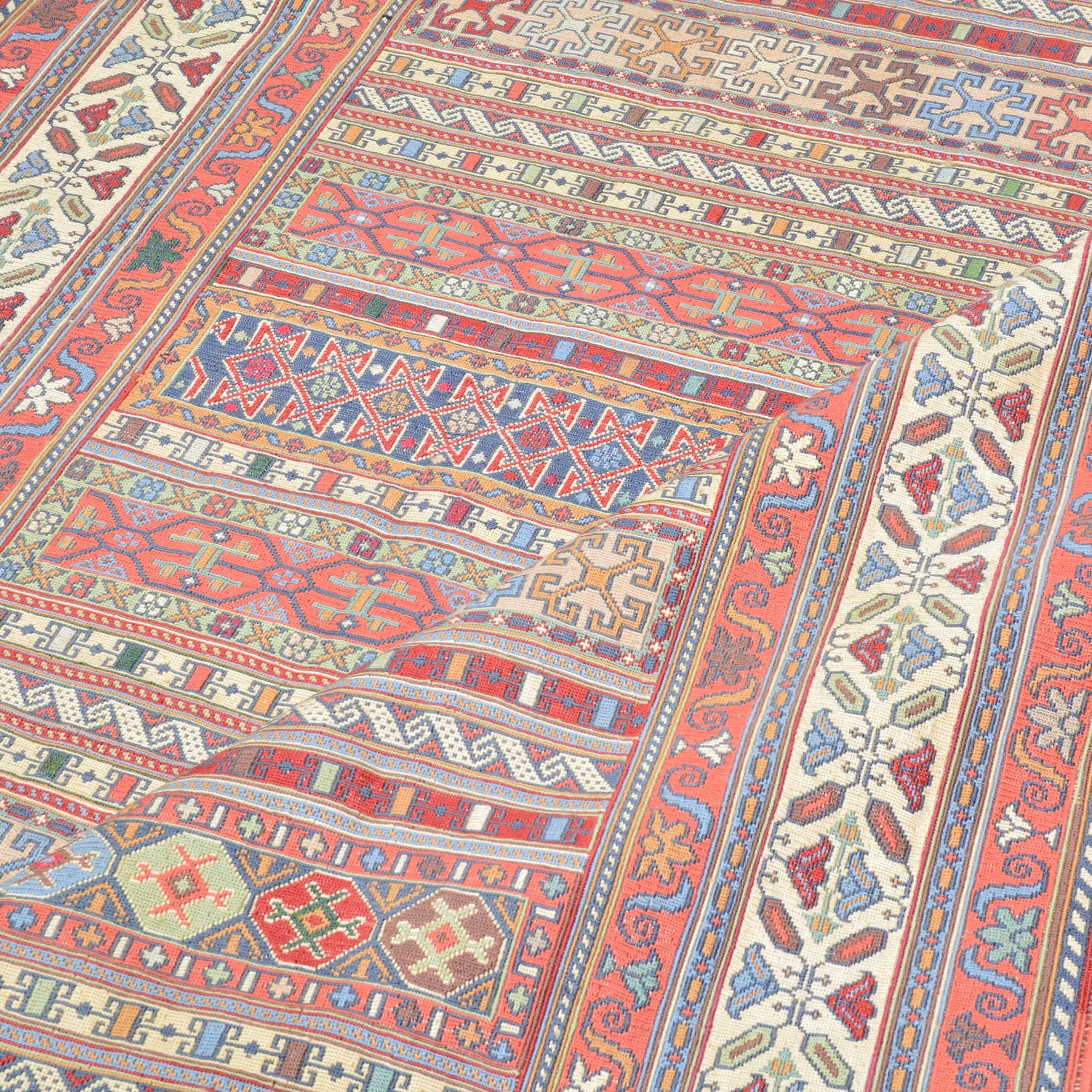 Fine Soumack Weave Tribal Design Handmade Wool Rug (Size 4.4 X 7.0) Cwral-9984